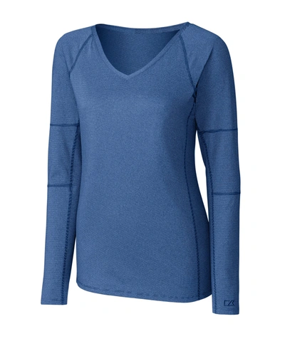 Cutter & Buck Ladies' L/s Victory V Neck Shirt In Blue