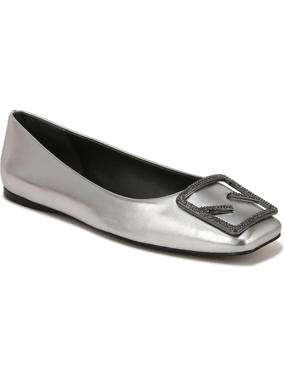 Sarto Franco Sarto Flexa Amaya 4 Womens Faux Leather Rhinestone Ballet Flats In Silver