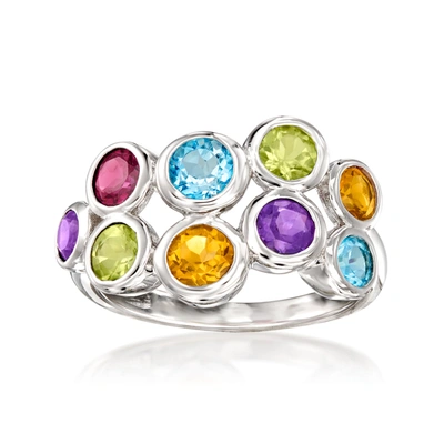 Ross-simons Multi-gemstone Bubble Ring In Sterling Silver In Purple
