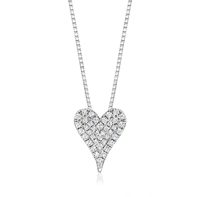 Rs Pure By Ross-simons Pave Diamond Heart Necklace In Sterling Silver