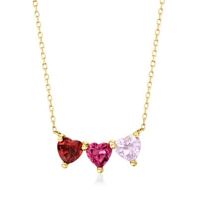 Rs Pure By Ross-simons Multi-gemstone Heart Necklace In 14kt Yellow Gold In Pink