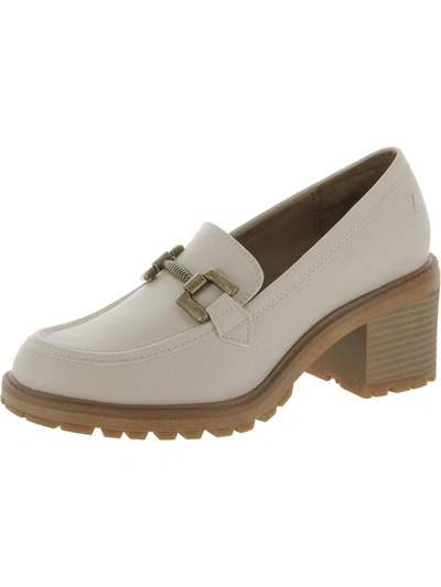 Zodiac Womens Round Toe Block Heel Loafers In White