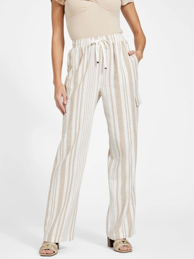 Guess Factory Charlotte Stripe Linen Pants In White