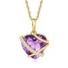 ROSS-SIMONS AMETHYST HEART PENDANT NECKLACE WITH DIAMOND ACCENTS IN 14KT YELLOW GOLD