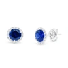 Diana M. 14kt Yellow Gold Sapphire Halo Cluster Flower Earring Featuring 1.30 Cts Of Sapphires And 0.22 Cts O In Yellow