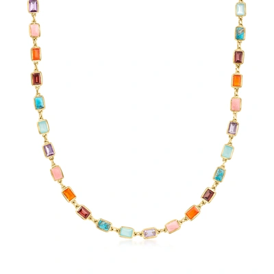 Ross-simons Multi-gemstone Necklace In 18kt Gold Over Sterling In Blue