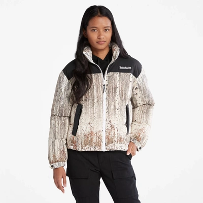 Timberland Graphic Pack Puffer Jacket In Beige