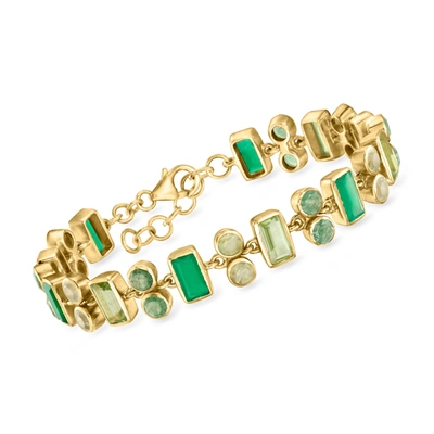 Ross-simons Tonal Green Multi-gemstone Bracelet In 18kt Gold Over Sterling