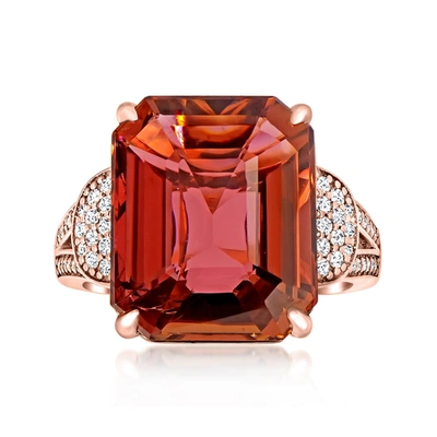 Ross-simons Pink Tourmaline Ring With . Diamonds In 18kt Rose Gold In Red