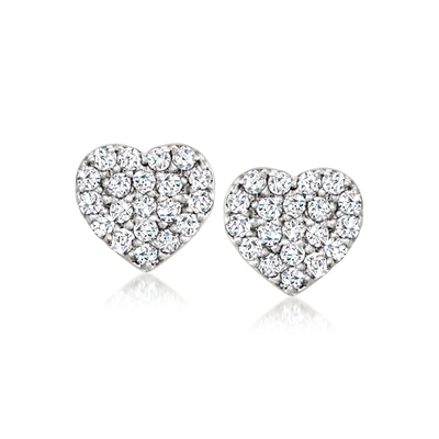 Rs Pure By Ross-simons Pave Diamond Heart Stud Earrings In Sterling Silver