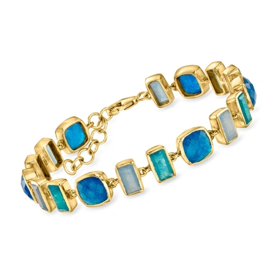 Ross-simons Tonal Blue Quartz Bracelet In 18kt Gold Over Sterling