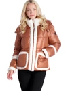 FRENCH CONNECTION WOMENS SHERPA TRIMMED QUILTED PUFFER JACKET