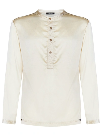 Tom Ford Henley Pajama In Neutrals