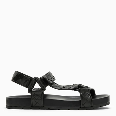 BOTTEGA VENETA BLACK BRAIDED SANDAL