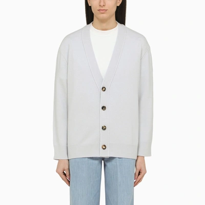 Bottega Veneta Classic Cashmere Cardigan With Intrec Patches In Grey