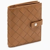 BOTTEGA VENETA CAMEL-COLOURED BRAIDED WALLET