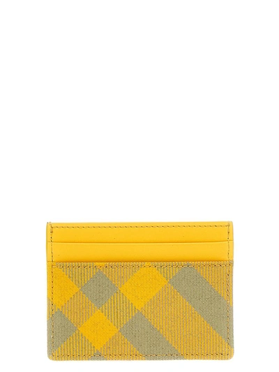 Burberry Check Credit Card Holder In Yellow