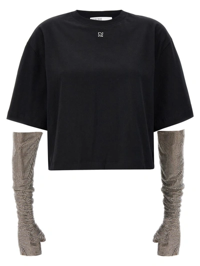 Giuseppe Di Morabito Cotton T-shirt With Fingerless Gloves In Negro