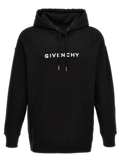 Givenchy Flocked Logo Hoodie In White/black