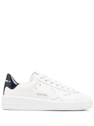 Golden Goose Super-star Leather Sneakers In White/blue