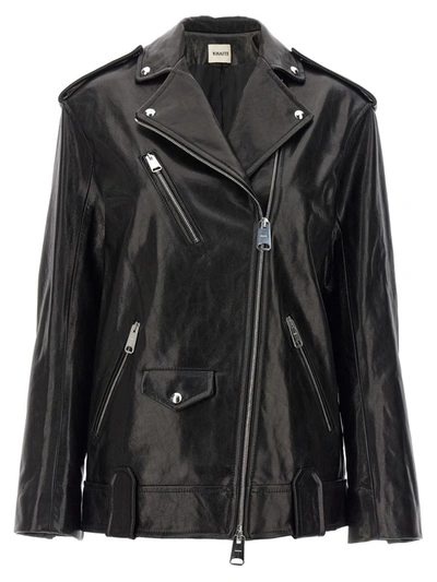 Khaite Hanson Leather Moto Jacket In Black