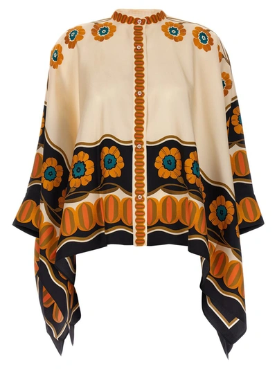 La Doublej La Double J Foulard Printed Silk-twill Shirt In Patterned White