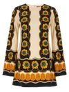 La Doublej Silk Floral Swing Mini Dress In Multicolor