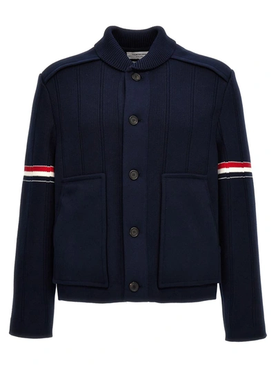 Thom Browne Navy Shawl Collar Jacket In Blue