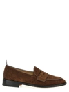 Thom Browne Varsity Suede Penny Loafers In Brown