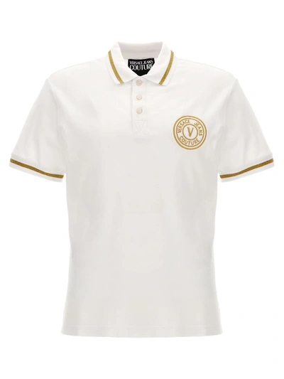Versace Jeans Couture Cotton Pique Polo Shirt In White
