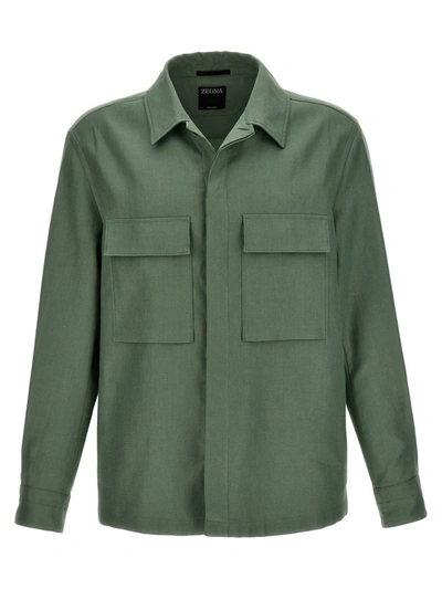 Zegna Linen Jacket In Green