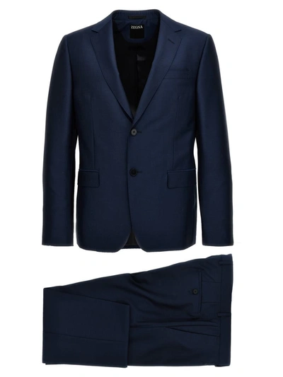 Zegna Wool And Mohair Dress In Blue