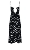 Saint Laurent Polka-dot Cut-out Dress In Black