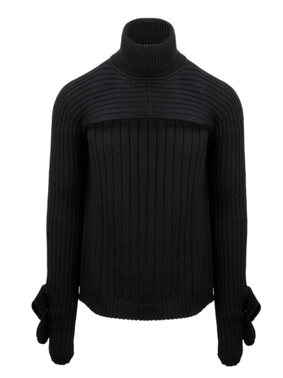 Fendi Turtleneck Rib-knit Sweater In Black
