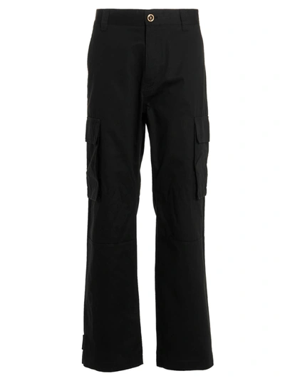 Versace Logo Button Trousers In Black