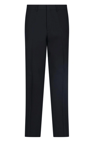 Burberry Tailored Wool Grain De Poudre Trousers In Black