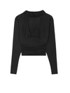 Saint Laurent Cropped Cowl-back Top In Black