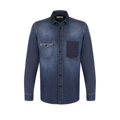 Saint Laurent Cotton Denim Shirt In Blue