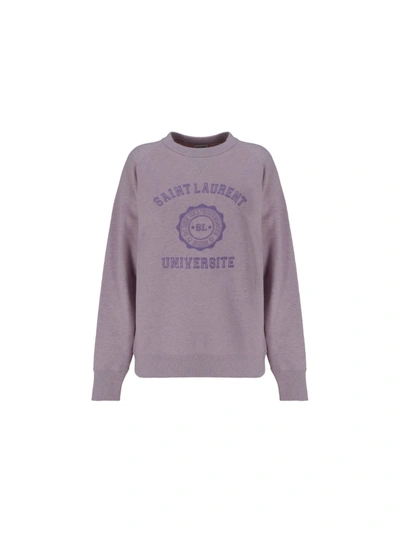 Saint Laurent Oversize Sl University Sweatshirt In Pink