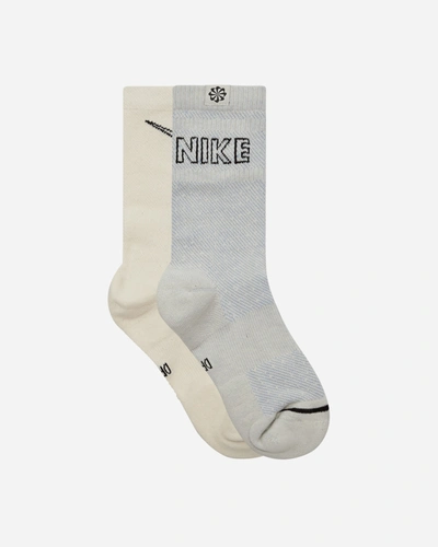 Nike Everyday Plus Cushioned Crew Socks Grey / Cream In Black