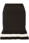 BOUTIQUE MOSCHINO STRIPED METALLIC JACQUARD-KNIT MINI SKIRT