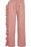 MAGGIE MARILYN I'LL STAND BESIDE YOU RUFFLED COTTON-BLEND DRILL BOYFRIEND PANTS