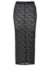 Alessandra Rich Rhinestone Lace Midi Skirt In Black
