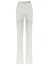 Alessandra Rich Rhinestone Lace Flared Leggings In White