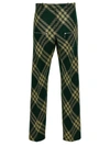 Burberry Checked Wool Twill Straight Pants In Green