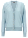 Jil Sander Mixed Cashmere Cardigan Sweaters And Cardigans Light Blue In Blue