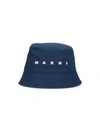Marni Logo Embroidered Twill Bucket Hat In Blue