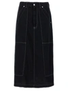 Mm6 Maison Margiela Lurex Stitching Midi Denim Skirt In Black