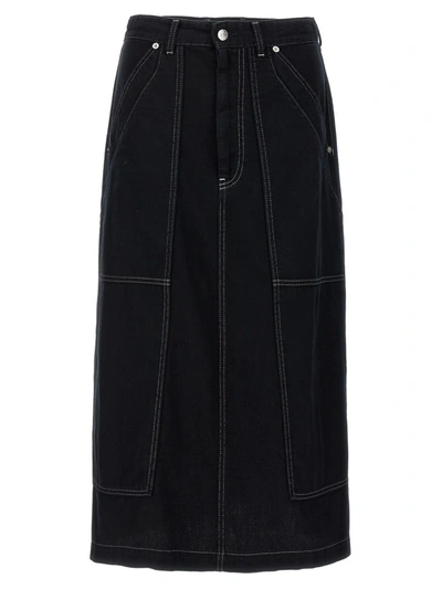 MM6 MAISON MARGIELA MM6 MAISON MARGIELA LUREX STITCHING MIDI DENIM SKIRT