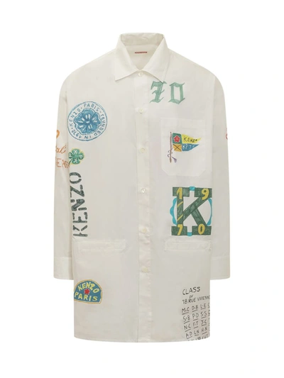 Kenzo Varsity Long Shirt In White